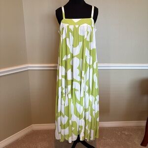 Abel the Label Resort Green Abstract Boho Casual Tiered Maxi Dress M